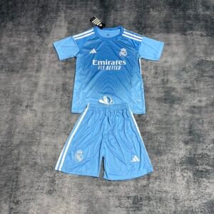 Kids' 2025/26 Real Madrid Blue Goalkeeper Jersey, Sizes 16-28