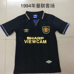 Retro 1994 man u away black soccer jersey