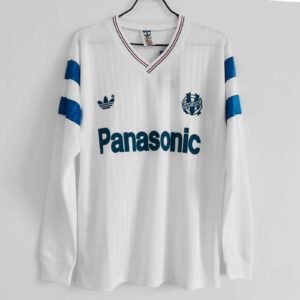 Retro 1990 Marseille home long sleeves soccer jersey size S-2XL
