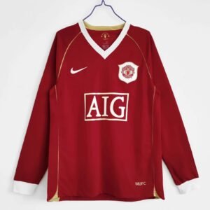 Retro 06-07 man u home long sleeves soccer jersey size S-2XL