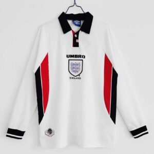 Retro 1998 England white long sleeves soccer jersey S-2XL