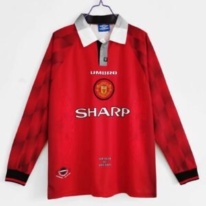 Retro 96-97 man u home long sleeves soccer jersey size S-2XL